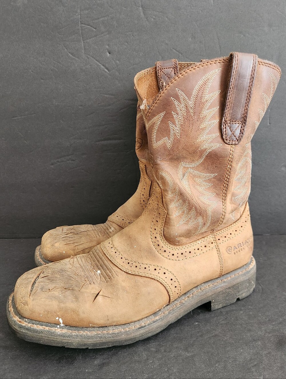 Ariat Men's Work Steel Toe Western Boots 9.5D Brown Leather
